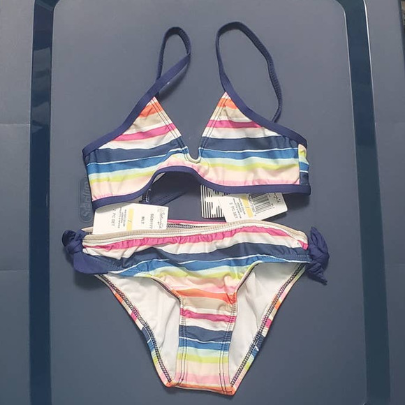 Splendid Water Color Horizon Bralette & Hipster Bikini Swim Set SG51177 Girl 7 - Picture 3 of 11